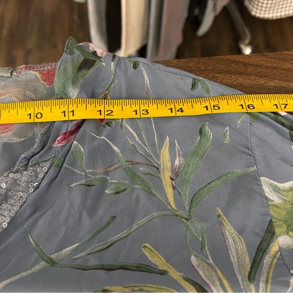 ❤️ Floral Made in Italy 🇮🇹 Button-Up Blouse - Blue L - Picture 7 of 10